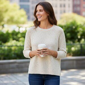 Anne Klein Crewneck Sweater Sz M Gold Sequins #242i